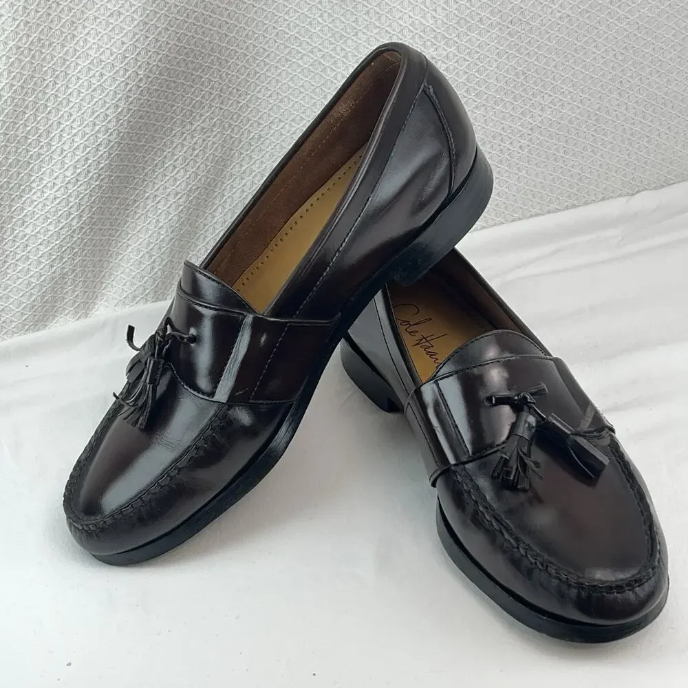 Cole Haan Men’s 9.5M Burgundy Tassel Loafers Leather Dress Shoes Made in India
